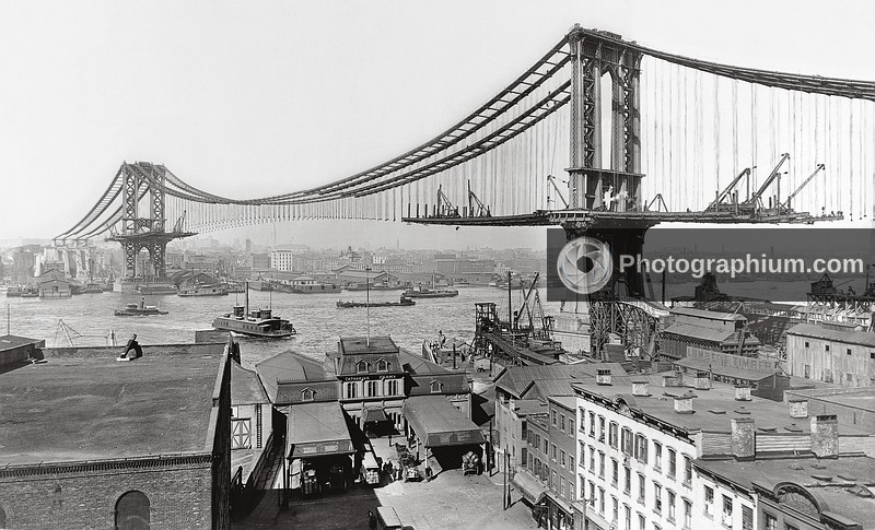 Manhattan Bridge under construction. 1909