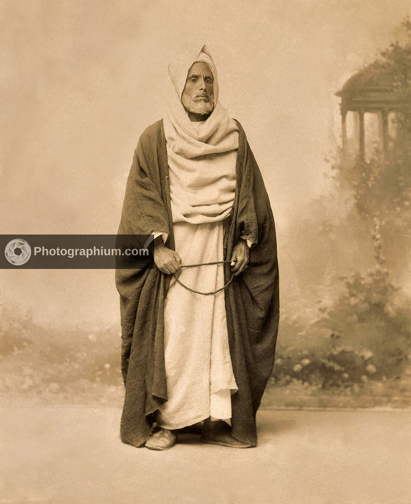 Studio portrait of Bedouin man. Egypt. 1860-1886