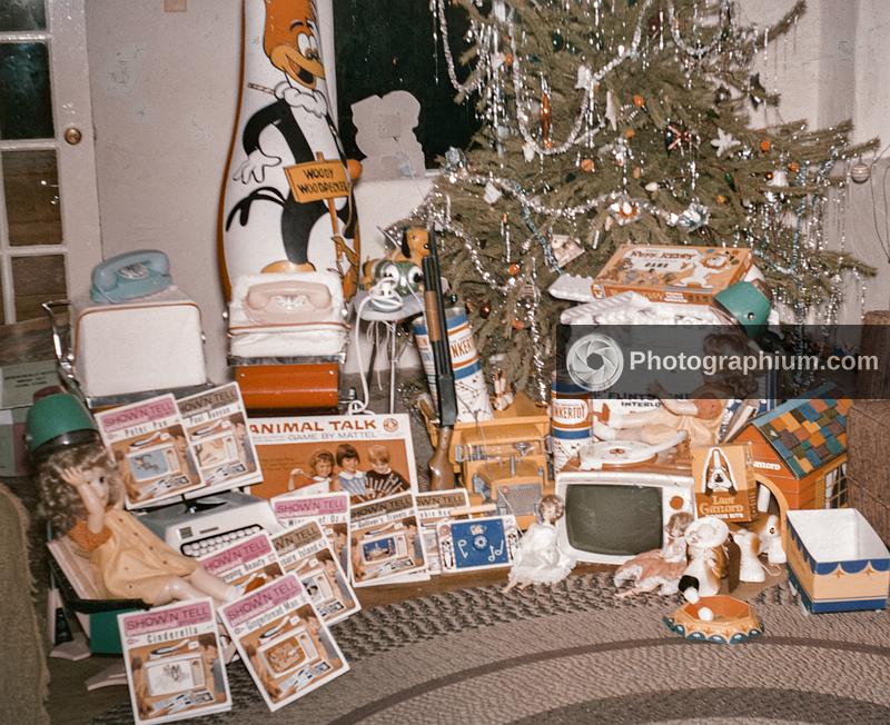 Christmas tree and gifts. 1964