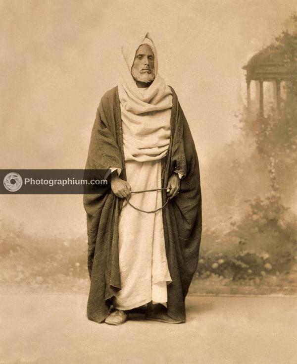 Studio portrait of Bedouin man. Egypt. 1860-1886