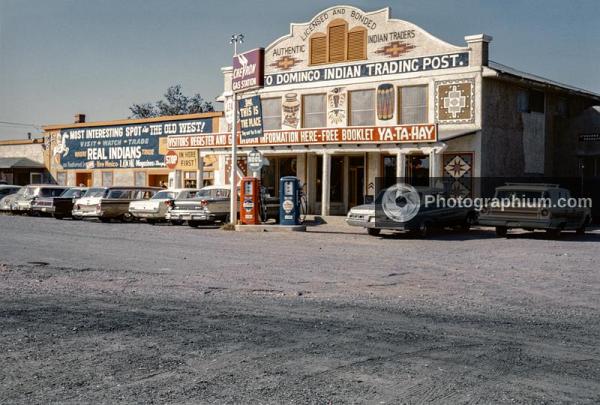 Historic trading post along Route 66. Santo Domingo Trading Post.  New Mexico. 1964